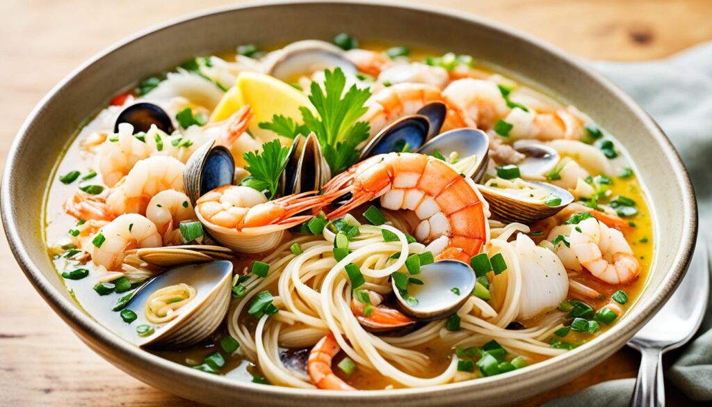 soupe vermicelles de fruits de mer