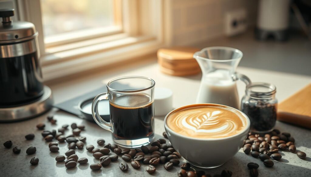 Ingrédients pour un café latte maison