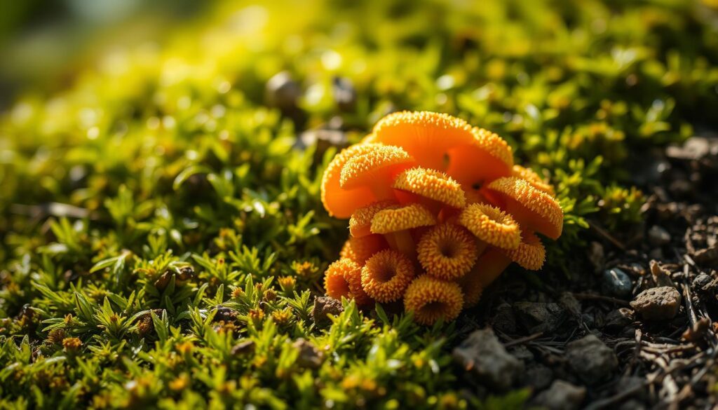 spores champignon orange